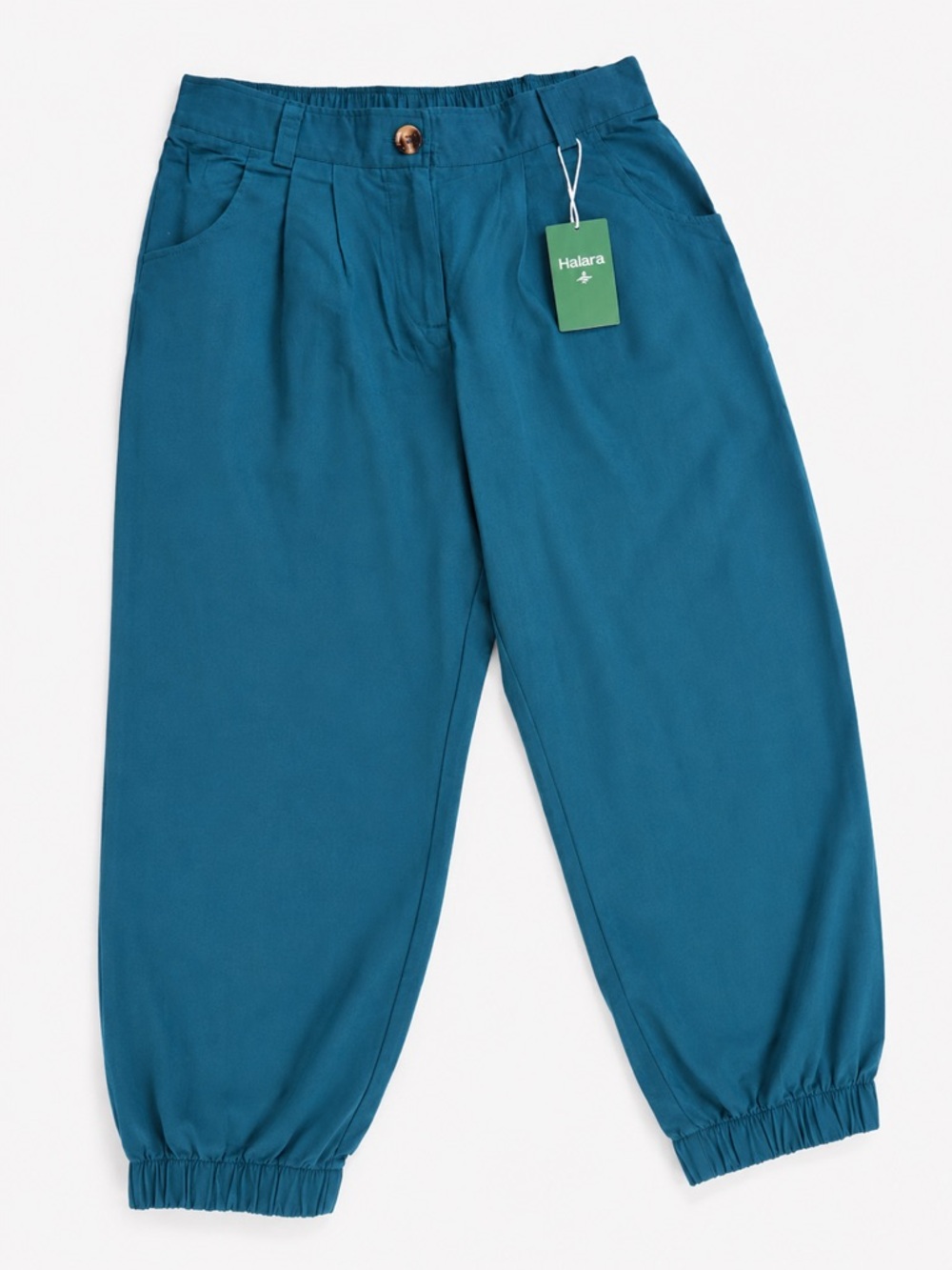 NWT Halara Teal Cotton Jogger Pants Medium Regular Elastic Waist Pockets P389
